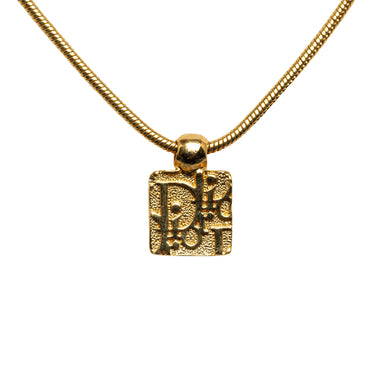 Gold Dior Rhinestones Pendant Necklace