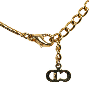 Gold Dior Rhinestones Pendant Necklace