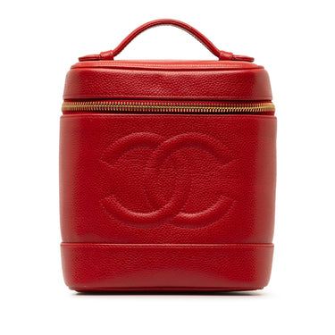Red Chanel CC Caviar Vanity Case - Designer Revival