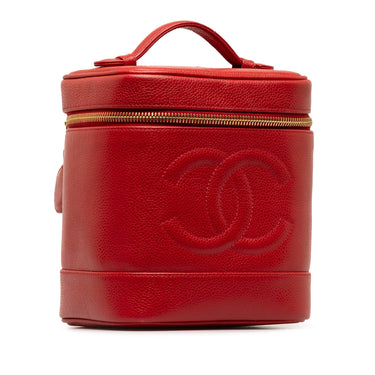 Red Chanel CC Caviar Vanity Case - Designer Revival