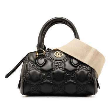 Black Gucci Mini GG Matelasse Marmont Satchel - Designer Revival