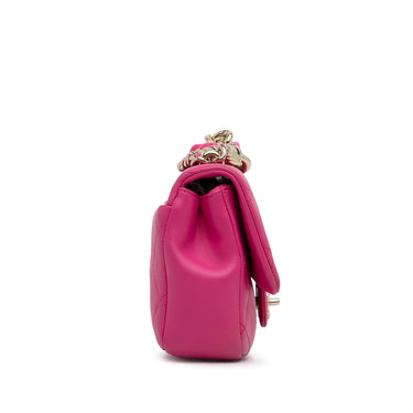 Pink Chanel Small Lambskin Elegant Chain Single Flap Shoulder Bag - Designer Revival