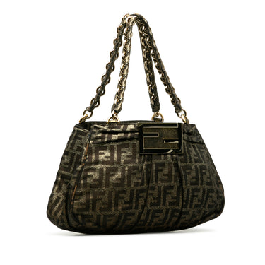 Brown Fendi Small Metallic Zucca Mia Hanbag Handbag - Designer Revival