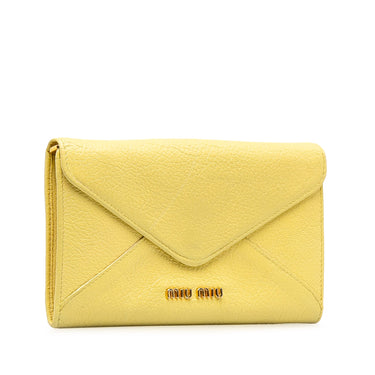Yellow Miu Miu Envelope Flap Long Wallet - Designer Revival
