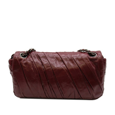 Burgundy Chanel Medium Glazed Calfskin Twisted Flap Shoulder Bag - Designer Revival