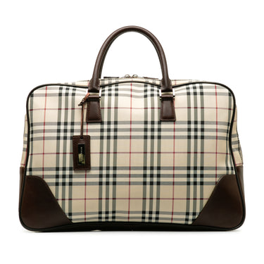 Beige Burberry House Check Business Bag