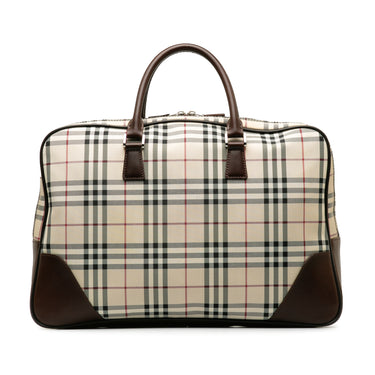 Beige Burberry House Check Business Bag