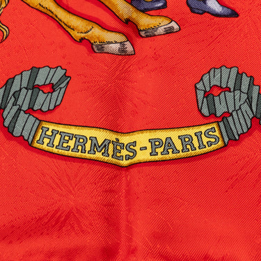 Red Hermes Les Fetes du Roi Soleil Silk Scarf Scarves - Designer Revival