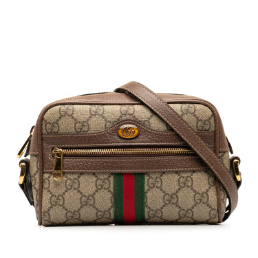 Brown Gucci Mini GG Supreme Ophidia Crossbody Bag - Designer Revival