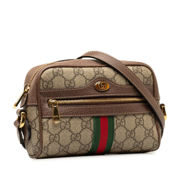 Brown Gucci Mini GG Supreme Ophidia Crossbody Bag - Designer Revival