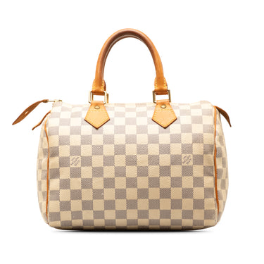 White Louis Vuitton Damier Azur Speedy 25 Boston Bag - Designer Revival