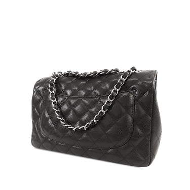 Black Chanel Jumbo Classic Caviar Single Flap Shoulder Bag