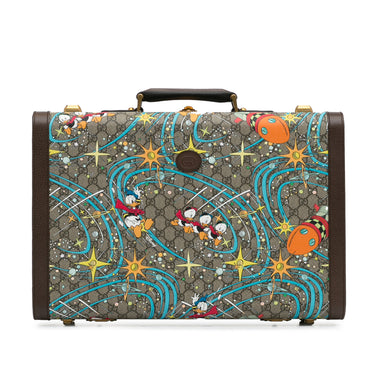 Brown Gucci x Disney Medium GG Supreme Donald Duck Savoy Suitcase Travel Bag