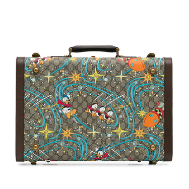 Brown Gucci x Disney Medium GG Supreme Donald Duck Savoy Suitcase Travel Bag - Designer Revival