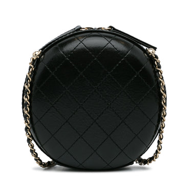 Black Chanel Stitched Calfskin Round Crossbody - Designer Revival