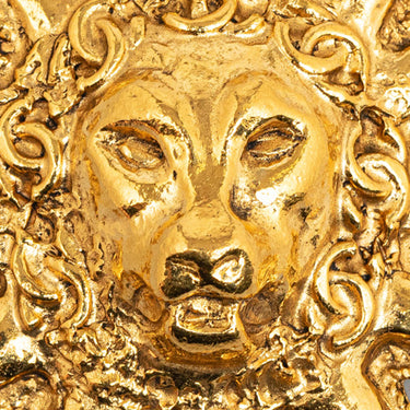 Gold Chanel Lion Head Brooch