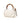 White Gucci Medium GG Canvas New Bamboo Satchel - Designer Revival