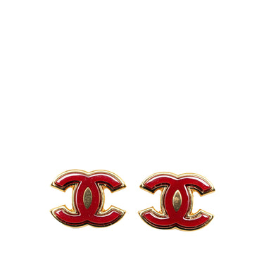Gold Chanel CC Push Back Earrings - Designer Revival
