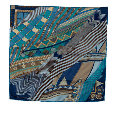 Blue Hermès Coupons Indiens Silk Scarf Scarves - Designer Revival