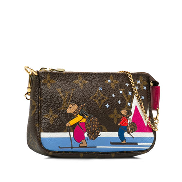 Brown Louis Vuitton Monogram Bears on Skis Christmas Animation Mini Pochette Accessories Shoulder Bag - Designer Revival