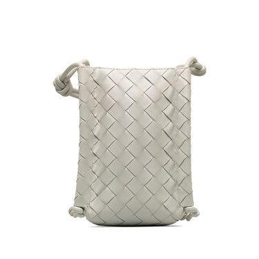 White Bottega Veneta Intrecciato Mini Knot Bucket Bag - Designer Revival