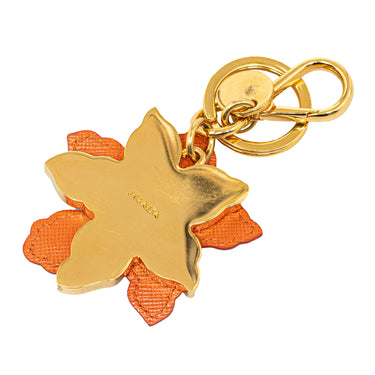 Orange Prada Saffiano Petal Key Ring - Designer Revival