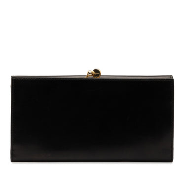 Black Ferragamo Vara Leather Long Wallet