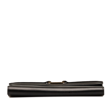 Black Ferragamo Vara Leather Long Wallet - Designer Revival