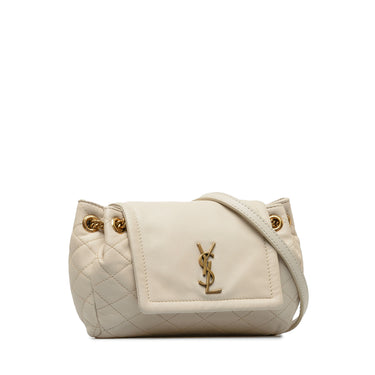 White Saint Laurent Mini Monogram Nolita Bag - Designer Revival