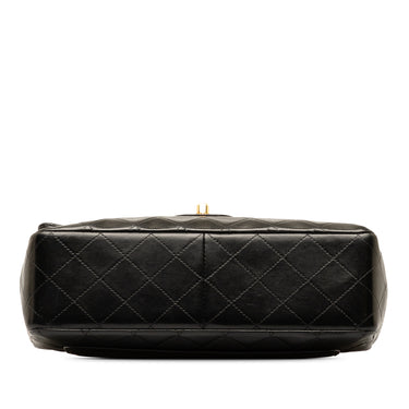 Black Chanel Medium Tall Classic Lambskin Double Flap Shoulder Bag