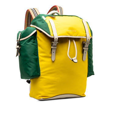 Yellow Burberry Colorblock Nylon Drawstring Backpack - Designer Revival