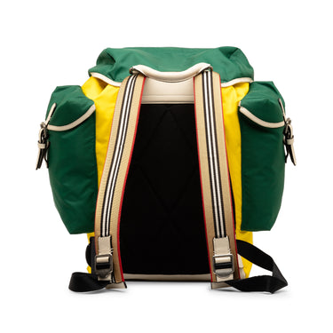 Yellow Burberry Colorblock Nylon Drawstring Backpack - Designer Revival