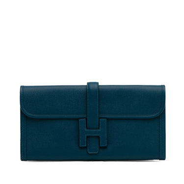 Blue Hermès Epsom Jige Elan 29 Clutch Bag