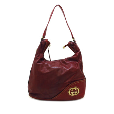 Red Gucci Leather New Britt Shoulder Bag
