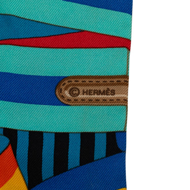Blue Hermes Les Sangles Twilly Silk Scarf Scarves - Designer Revival