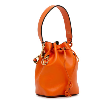 Orange Fendi Mini Leather Mon Tresor Bucket Bag