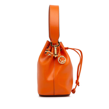 Orange Fendi Mini Leather Mon Tresor Bucket Bag