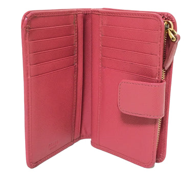 Pink Prada Saffiano Bi-fold Wallet - Designer Revival