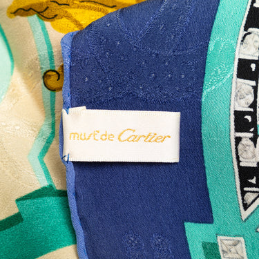 Blue Cartier Printed Silk Scarf Scarves - Designer Revival