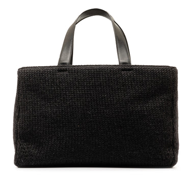 Black Prada Wool Tote Bag - Designer Revival