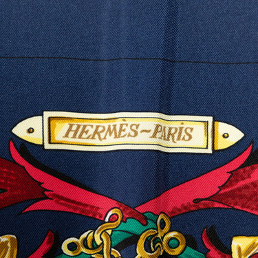 Blue Hermes Le Mors A La Conetable Silk Scarf - Designer Revival