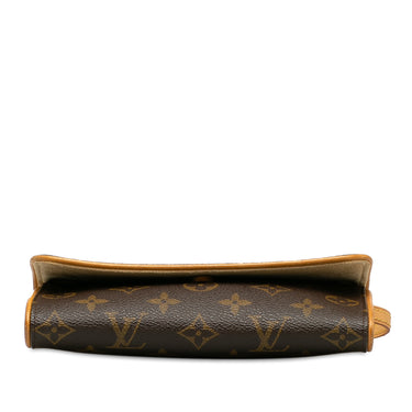 Pochette Louis Vuitton Compiègne en toile monogram marron et cuir naturel