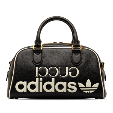 Black Gucci x Adidas Leather Mini Duffle Bag - Designer Revival