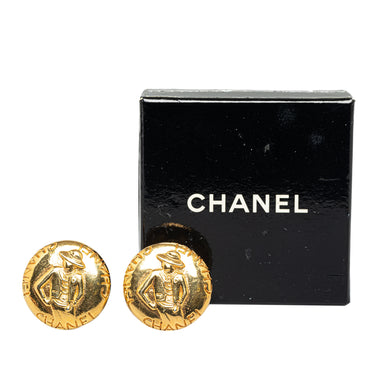 Gold Chanel Mademoiselle Clip On Earrings - Designer Revival