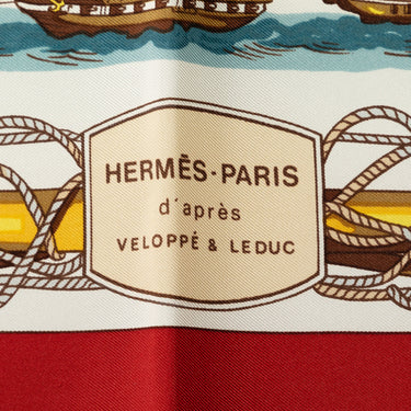 Red Hermes Navires d Europe Silk Scarf Scarves