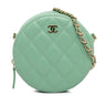 Green Chanel Quilted Lambskin Round Crossbody - Designer Revival
