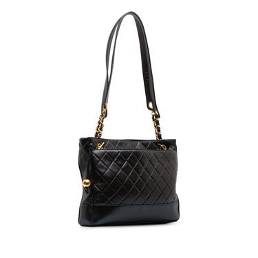 Black Chanel Quilted CC Lambskin Shoulder Bag