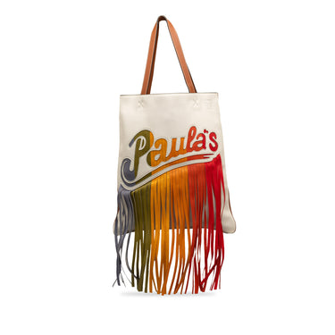 White Loewe x Paula's Ibiza Colorblock Fringe Tote Bag - Designer Revival