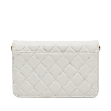 White Chanel Enchained Flap Wallet on Chain Crossbody Bag - Designer Revival