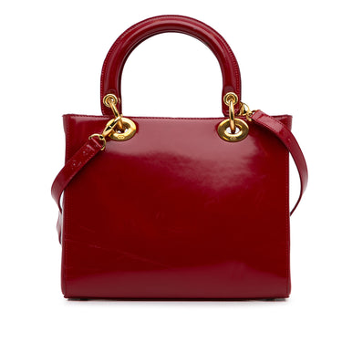 Red Dior Medium Patent Lady Dior Satchel